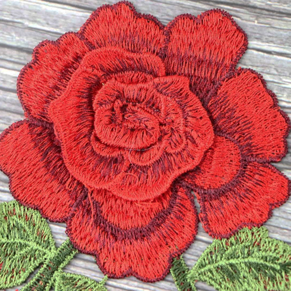 1pc Sewing On Patches Rose Flower Embroidered cloth stickers