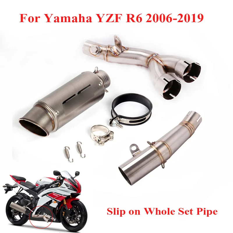 

Motorcycle R6 Exhaust Tip Muffler Escape Middle Connect Tube Mid Link Pipe Slip on Whole Set Pipe for Yamaha YZF R6 2006-2019