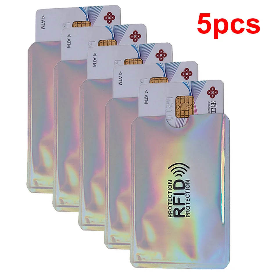 Анти Rfid кошелек Блокировка ридер замок банк держатель для карт Id банковский Чехол для карт металлический держатель для кредитных NFC алюминий 6*9,3 см - Цвет: 5pcs