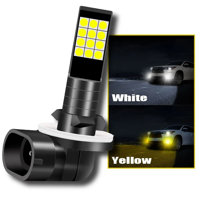 2Pcs Led Car Fog Light High Quality 881 Type 12V White/Yellow Super Bright Lamp Bulb Work Front And Rear Lights | Автомобили и