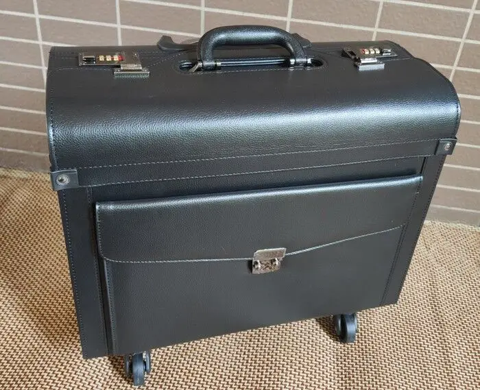 Carrylove, 19 дюймов, черный, коричневый, Ретро стиль, пилот, ручная багажная сумка, для работы в офисе - Цвет: black