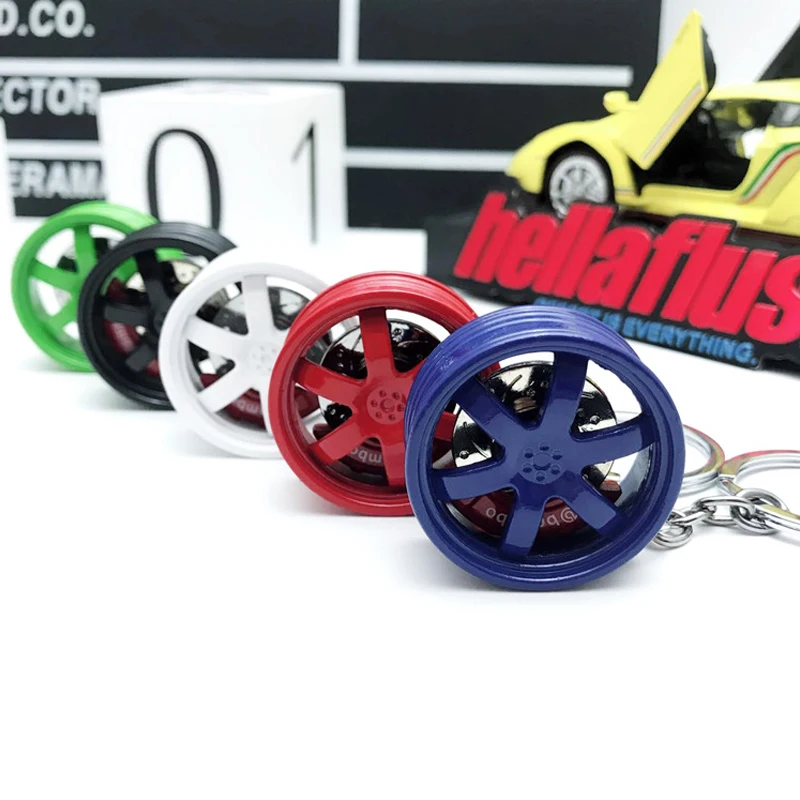 

Hellaflush style TE37 Rim keychain Car Wheel hub Brake disc key ring JDM decorative Modification auto accessories
