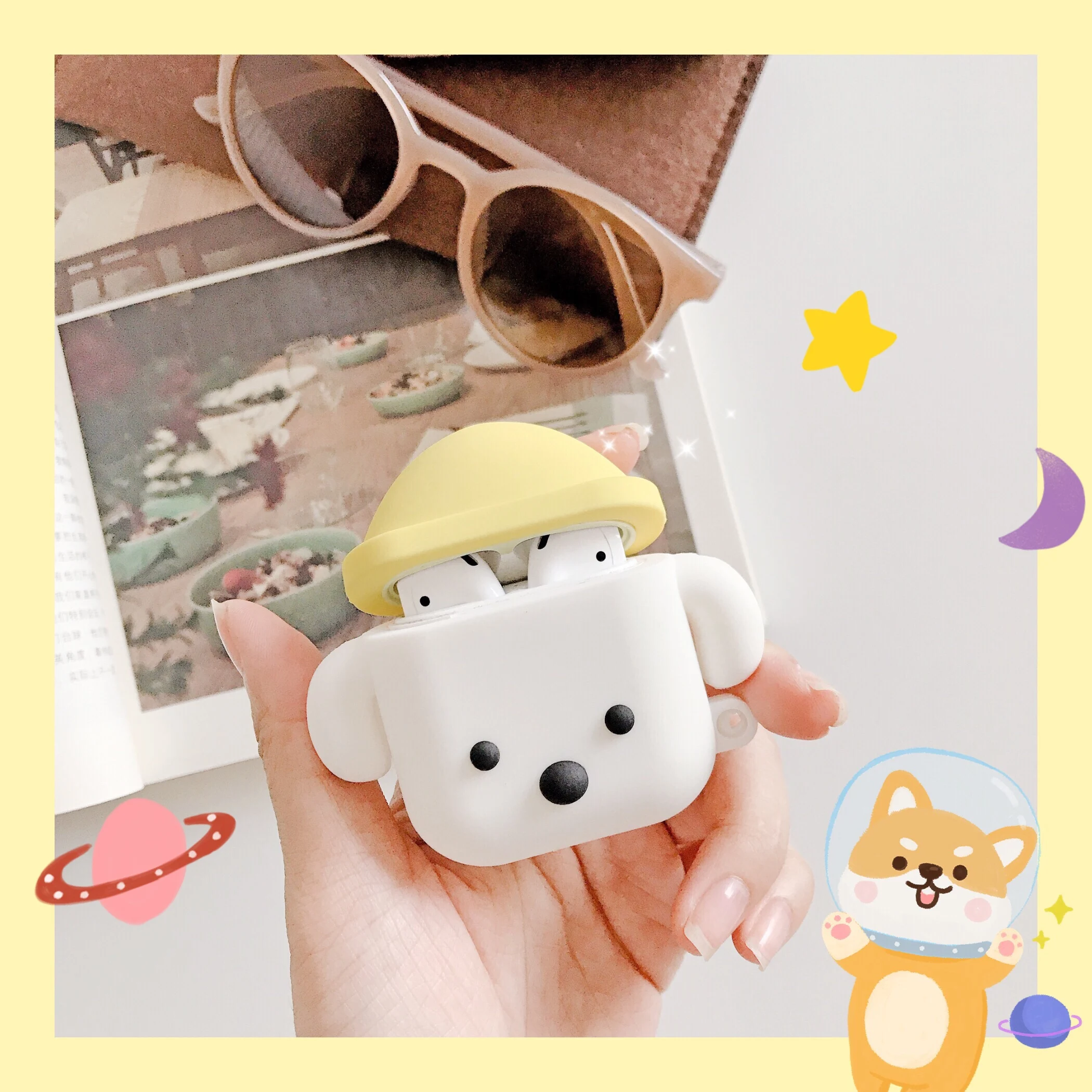 

Cute dog-shaped Animal Headphone case Funny Bluetooth Earphone Cover For Airpods bluetooth wireless Charging protector Cases