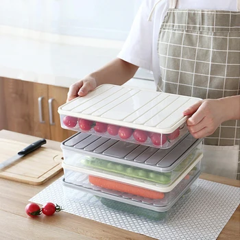 

Kitchen Refrigerator Storage Containers With Lid Fresh-Keeping Storage Box Fruit Vegetable Sealed Organizer Kitchen Storage Box