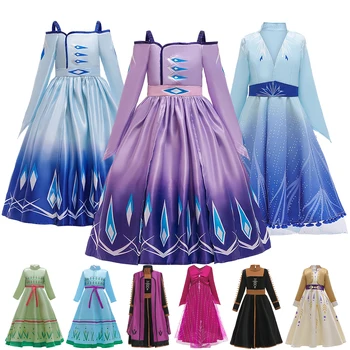 

ice snow 2 Elsa Anna costume for teen girls Birthday Costume New Year Carnival elsa dress party Fantasia Kids Clothing Set Girls