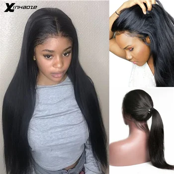 

Glueless Human Hair Full Lace Wigs Pre Plucked Natural Hairline With Baby Hair Straight Brazilian Remy Hair Wigs Bleached Knots