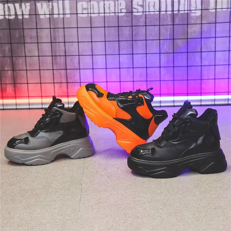 Winter Women High Top Sneakers Fashion Ladies Chunky Shoes Tenis Basket Female Brand Orange Platform Casual Shoes Woman