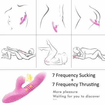 G Spot Rabbit Vibrator With Heating Thrusting Sucking Clitoral Dildo Vibrators Stimulator Dual Motor Waterproof Adult Sex Toys 5