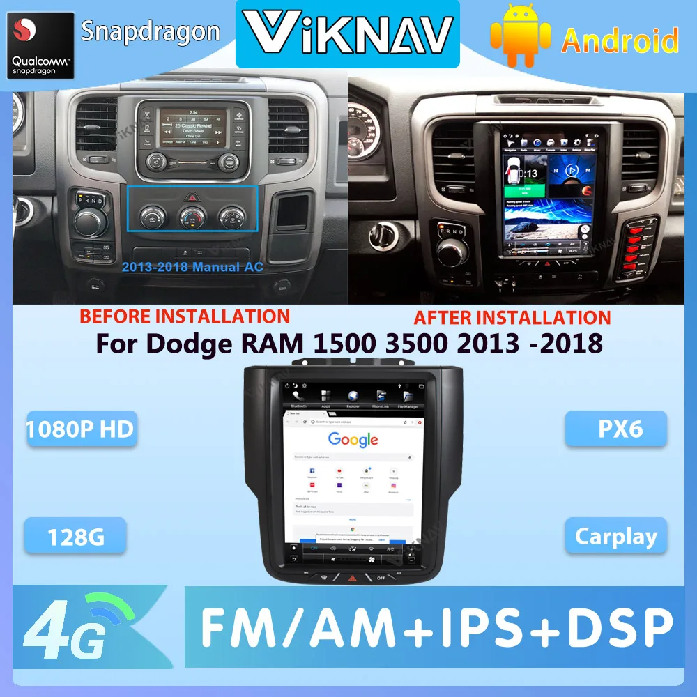 Для Dodge RAM 1500 3500 2013 -2018 автомобильный сенсорный экран радио Android авто стерео аудио