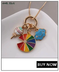 MHS.SUN Fashion Unicorn Kids Girls Long Chain Necklace Cute Rainbow Heart Conch Charming Pendants Necklace For Baby Children 1Pc