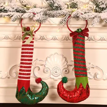 

European And American Style Cute Elf Feet Hanging Hoops Door Knockers New Christmas Decorations New Year Party Scenes Arrangemen