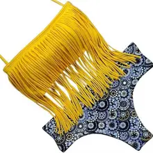 Женский сексуальный комплект бикини из двух частей с длинной бахромой и кисточками, Одноцветный укороченный топ с бретелькой через шею, бюстгальтер, этнический геометрический цветочный принт