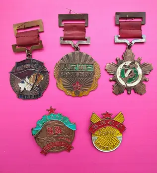 

5 Medals Vintage Military Medal Chinese Army PLA Medal star badge Signed Military Medals