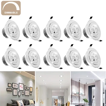 

10PCS/Set 3/5/7W LED Dimmable Ceiling Downlight Recessed Cabinet Wall Spot Light Down Lamp Spot Light With LED Driver 220-240V