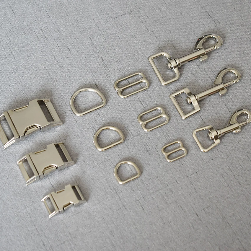 

10 Sets 15mm 20mm 25mm Silver Webbing Metal D Ring Sider Belt Buckle Snap Clip Hook For Pet Dog Collar Lobster Clasp Accessory