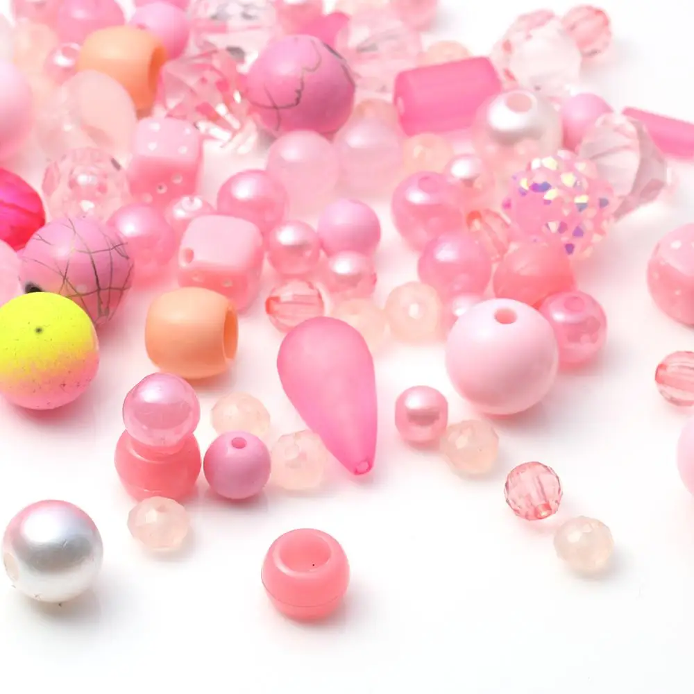 

8Seasons Fashion Acrylic Spacer Beads Mixed Geometric Round Star Colorful At Random Jewelry DIY Gifts Accessories, 100 Grams