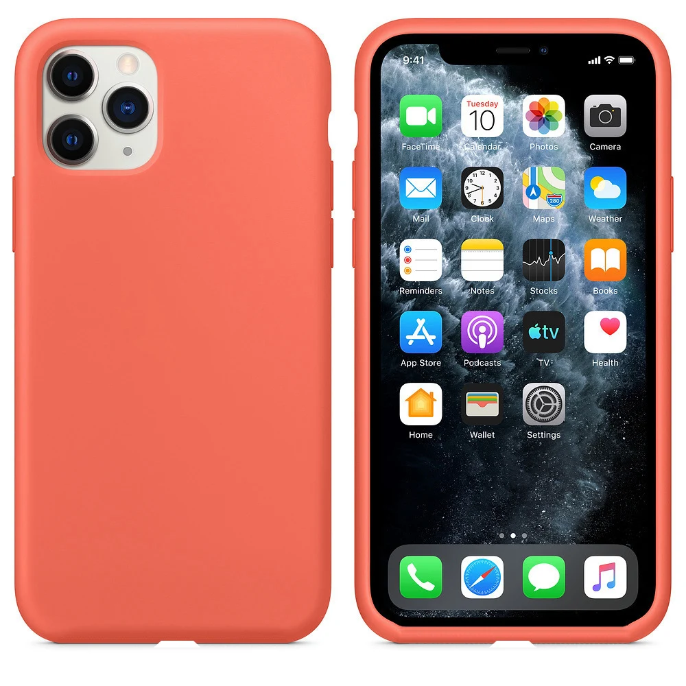 Чехол для iPhone 11 Pro Max на iPhone11 11Pro X XR XS Max 6 6S 7 8 Plus, силиконовый жидкий противоударный Ультратонкий чехол - Цвет: Clementine