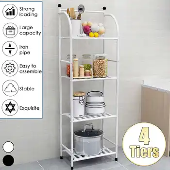 

4 Tier Iron Rack Standing Clutter Organizer Space Saving Bookshelf Home Decor Can Be Used Living Room Bathroom Kitchen Bedroom