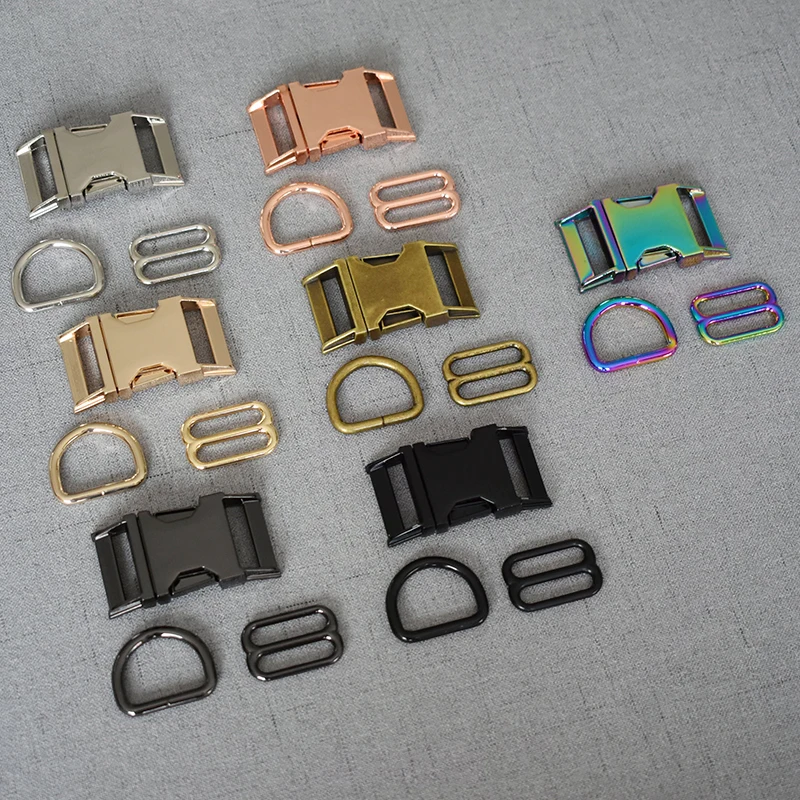 

50 set/lot 25mm Plastic buckle metal D ring adjuter strap buckle for pet dog collar High quality hardware DLY accessories