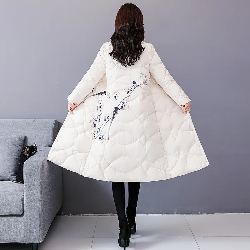 

2019 Winter Fashion Comfortable Simple Cool Solid Color Mid-length Long Sleeve Cotton-padded Clothes QHRYZ6881-1