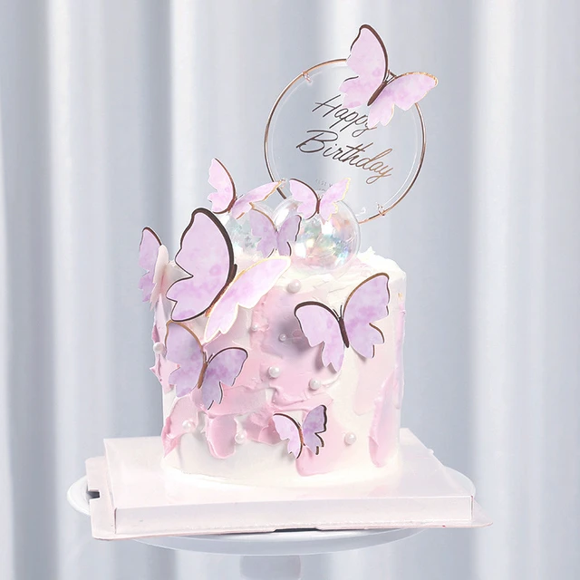 Fantastique Gâteau D'anniversaire Coloré Avec Des Ballons Pastels Gâteau  Papillon Fête D'anniversaire Fille