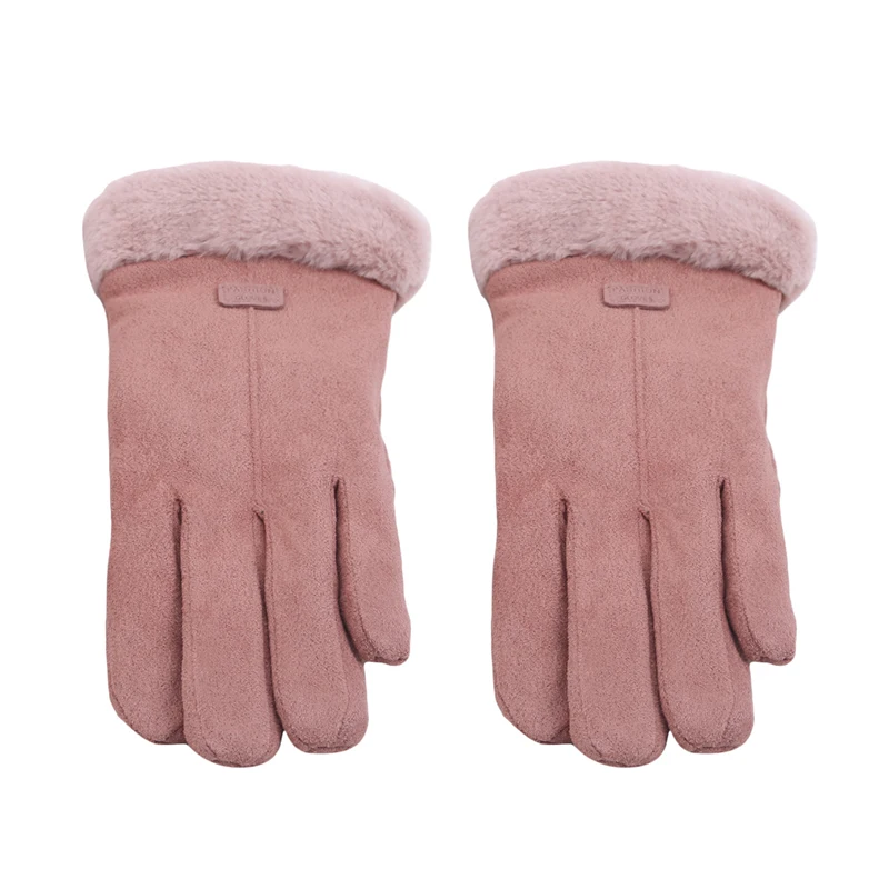 pink Женские модные классические зимние перчатки одноцветные Eldiven Guantes Femme зимние уличные спортивные теплые перчатки варежки - Цвет: pink