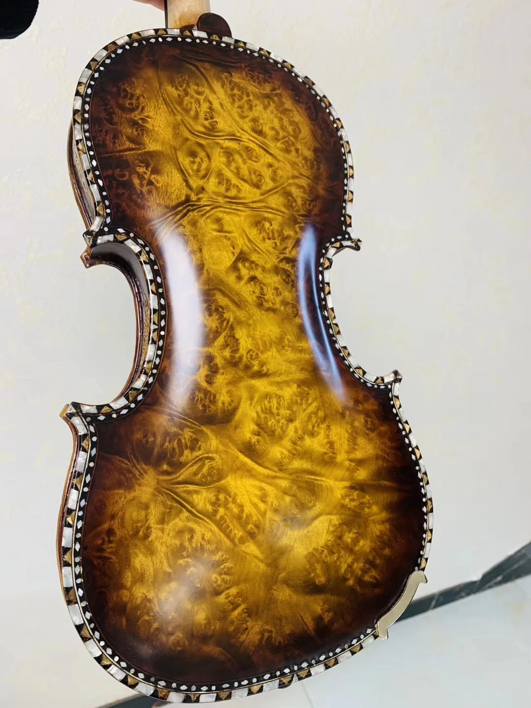 Fingerboard Carved inlaid shells Bird's Eye Maple！4/4 3/4 Stradivarius Violin violino Best Tone! bow case strings Aubert Bridge!