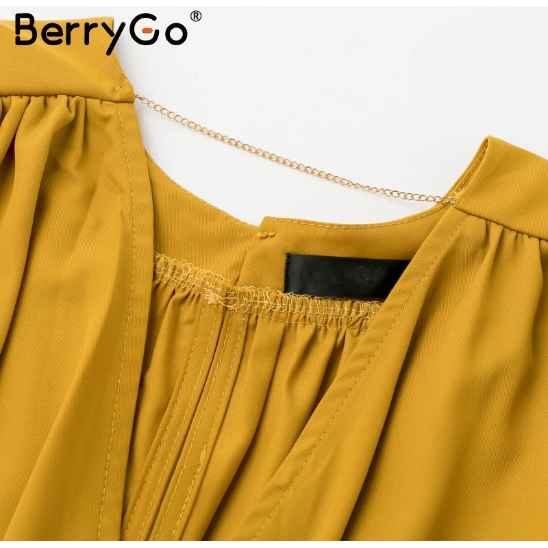 BerryGo элегантное облегающее офисное платье для женщин, рукав летучая мышь, осенние платья русалки для женщин, v-образный вырез, высокая талия, тонкие женские платья