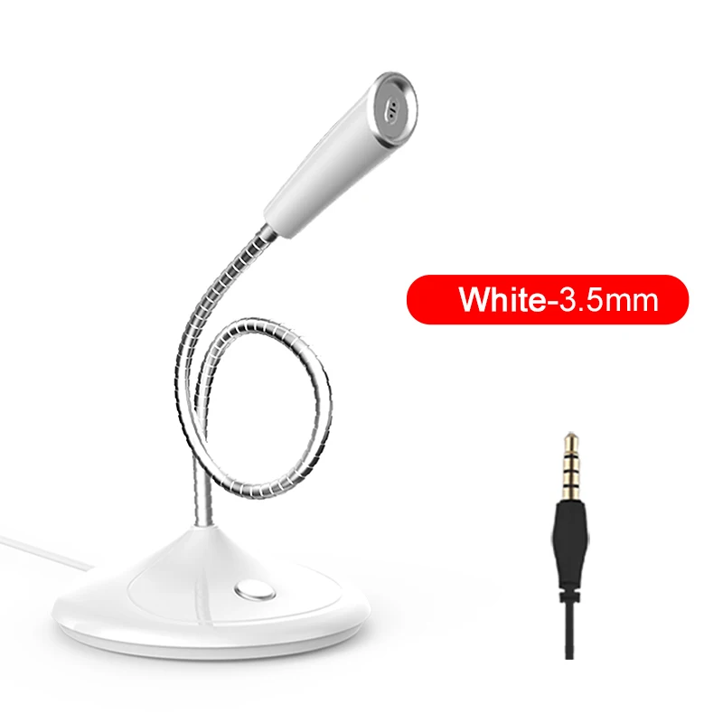 White-3.5mm Popu Pine компьютерный микрофон 360 ° свободно регулируется студийный речевой микрофон игровой чат USB микрофон Настольный ПК ноутбук - Цвет: White-3.5mm