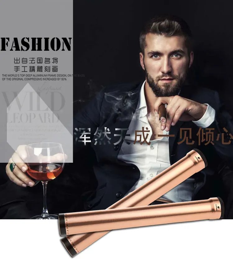 COHIBA портсигар с увлажнителем классический Алюминий для путешествий, сигара трубчатая коробка для хранения держатель диаметр 22 мм