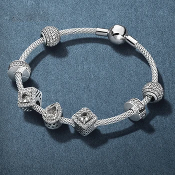 

NEW 100% 925 sterling silver beads new charm crystal suit Fit bracelet diy bracelet lover gift factory wholesale