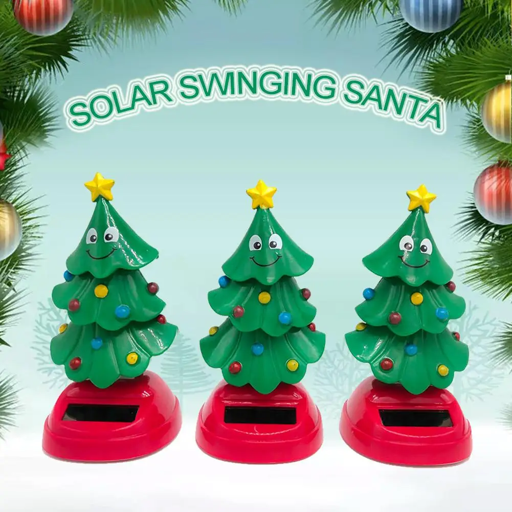 Украшение автомобиля на солнечных батареях, танцующая качающаяся Рождественская елка, детские игрушки, подарок, интерьер автомобиля, приборная панель, украшение, аксессуары