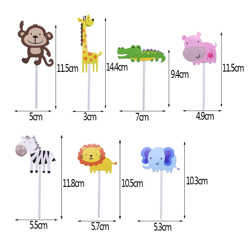 7 шт./компл. джунгли животное, кекс фигурки жениха и невесты; детских празднований дня рождения торт Топпер Декор, писчая бумага, подставки для кексов карты Дети пользу