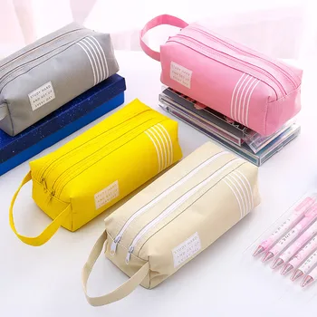 

Canvas Pen Bag Large Capacity Double Multi-function Pencil Bag Storage Bag