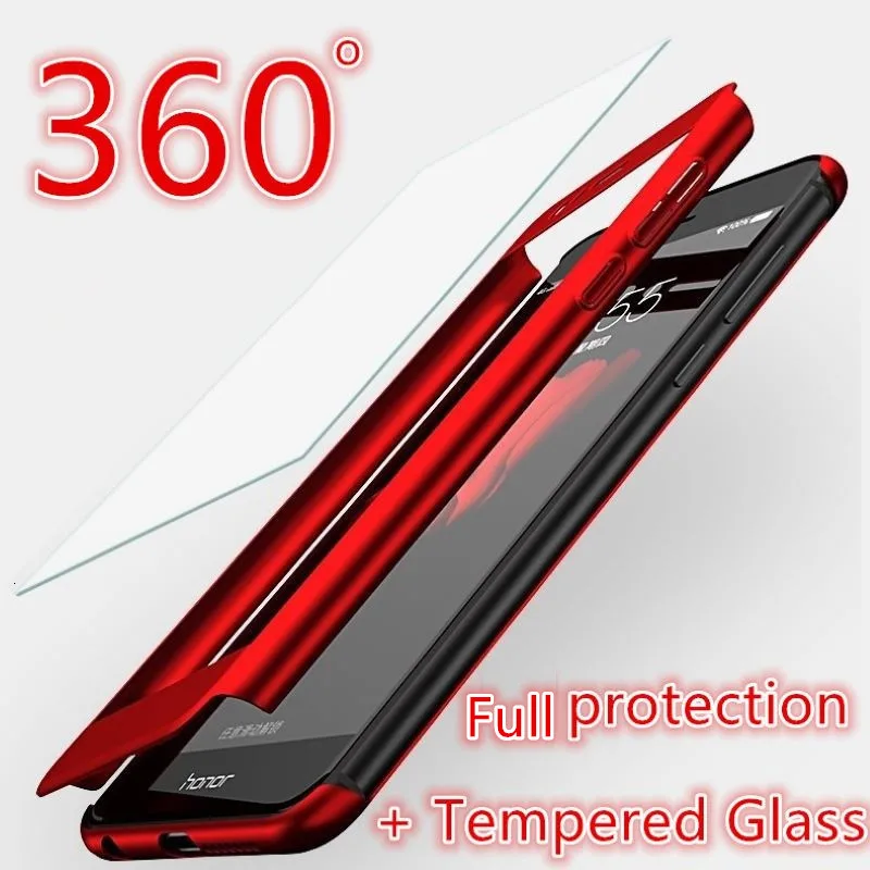 360 Degree Case with Tempered Glas for Huawei P30 P9Lite Nova 5 Cover On Honor 8 8a 9 x 9lite 9i Anti-fall Phone Cases | Мобильные