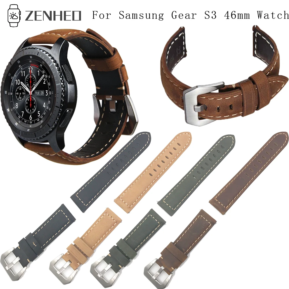 

Soft Genuine Leather Watches Bandes For Samsung Gear S3 Watch Bracelet Adjustable Replacement Crazy Horse Style Watch Strap