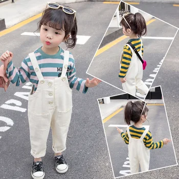 

2020 Girls Clothing Sets Autumn Summer Kids Long Sleeve Shirts + Rompers Pants Suits Children Baby Girl Clothes 2 3 4 5 Years