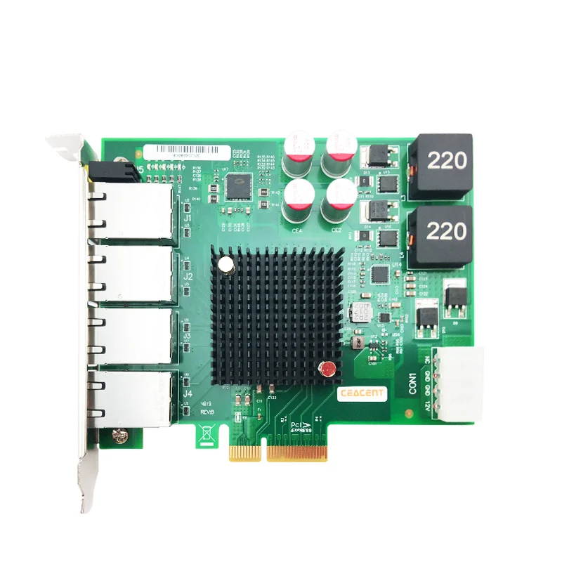 Сетевой адаптер Power Over Ethernet I350T4POE четырехпортовый с чипом Intel I350 RJ45 * 4 PCIe2.0 X8 до