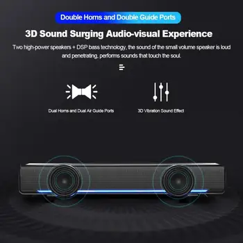 

1PC HOT SALES Portable Laptop / Computer / PC Subwoofer Speaker USB Soundbar Sound Bar Stick Speakers Music Player For Tablet