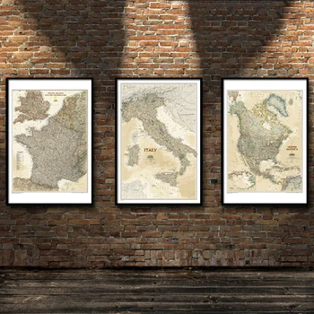 

Country Map Asia Africa World Topographic Map National Geography Poster Photographic Paper Office Home Decoration ZS191