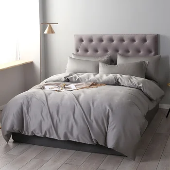 

BEIYAYAN Bedding Set Pure Cotton A/B Double-Sided Silky Soft Solid Color Pattern Simplicity Bed Sheet Quilt Cover Pillowcase 4PC