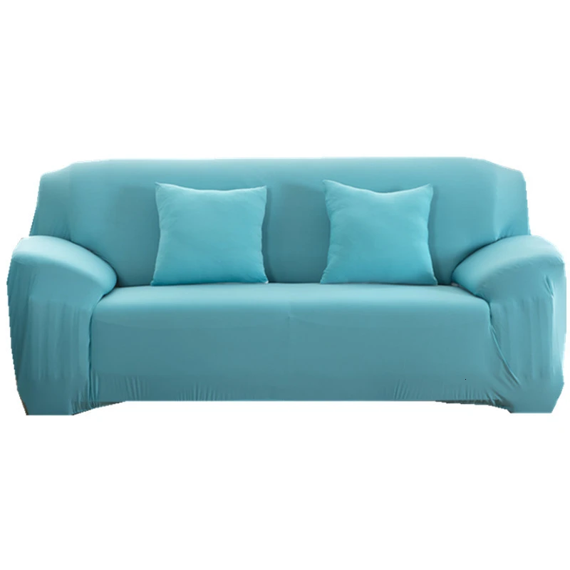 Sky Blue Стрейч все включено диван-кровать однотонные Цвет эластичный Анти-скользящие диванные крышка секционные L-фасонный чехол для 1/2/3/4 сиденья - Цвет: Sky Blue