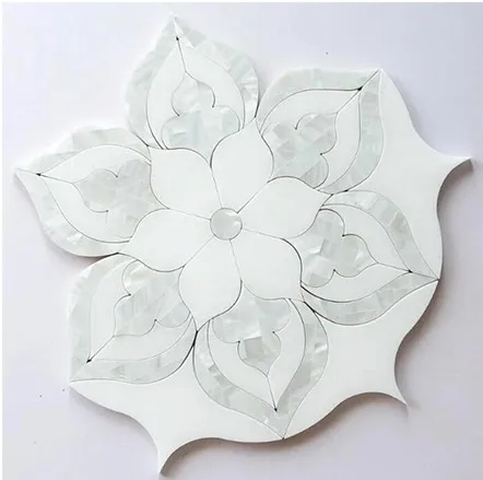 Fashion water jet marble mosaic and tiles shell