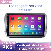 Dasaita 10.2 "android 10.0 rádio do carro gps para peugeot 208 2008 ano 2012 2017 dsp carplay android tela hd px6 4gb + 64gb