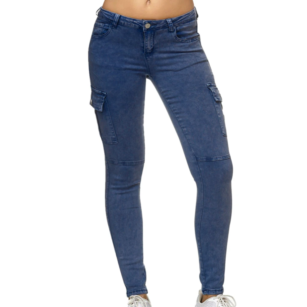 WENYUJH осенние женские повседневные модные однотонные джинсовые штаны с эластичной резинкой на талии, прямые брюки, узкие джинсовые джинсы для девушек размера плюс - Цвет: blue