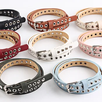 

2019 New Strap Women Waist Belt Hollow Rivets PU Leather Strap for Womens Slim Waistband Female Ladies Apparel Accessories