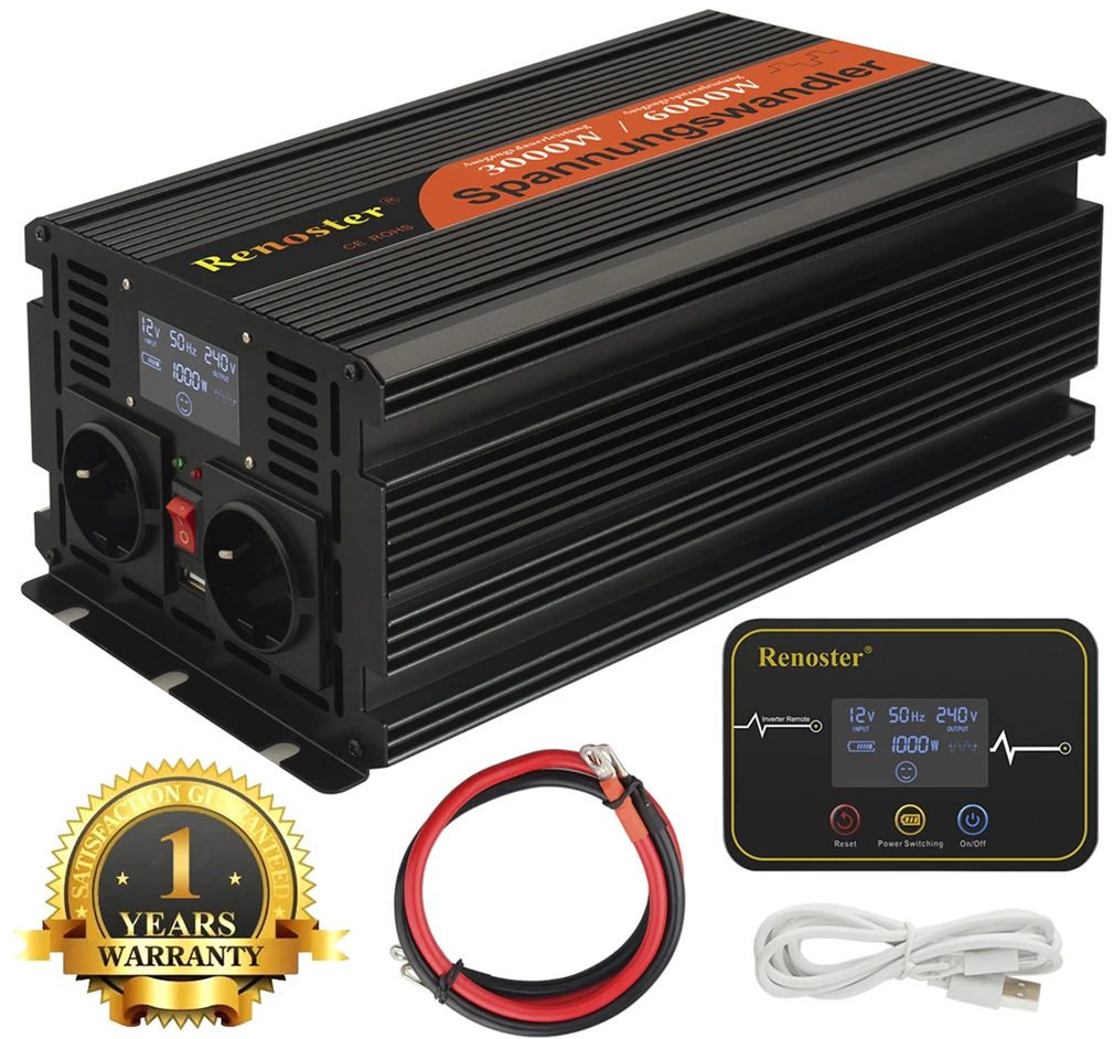 

LED Wireless Inverter DC 12V to AC 220V converter 3000/6000W Portable Car Power Inverter Charger Adapter Modified Sine Wave