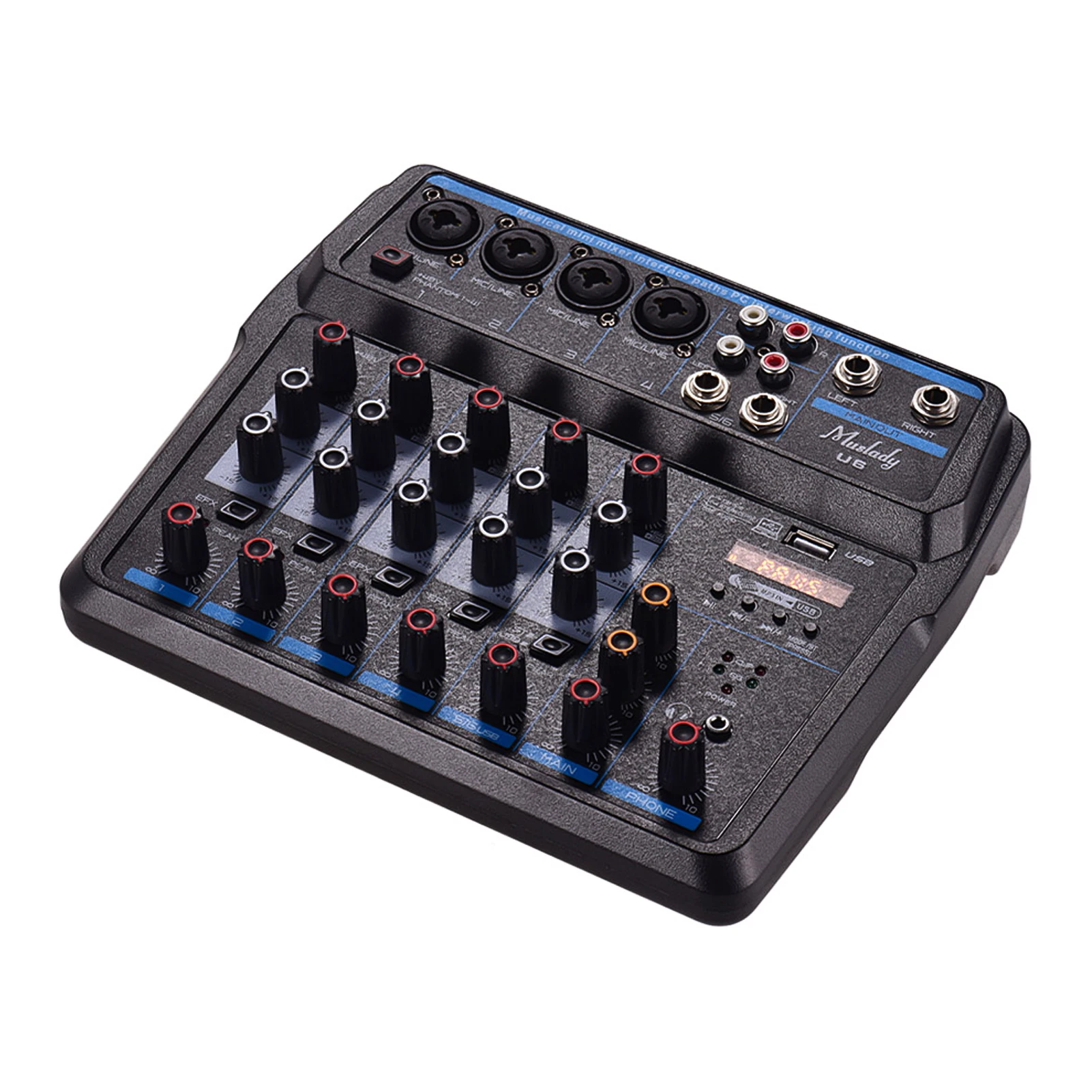 Acquiesce krone falanks U6 Musical Mini Mixer 6 Channels Audio Mixers Bt Usb Mixing Console With  Sound Card Built-in 48v Phantom Power Eu Plug - Electric Instrument Parts &  Accessories - AliExpress