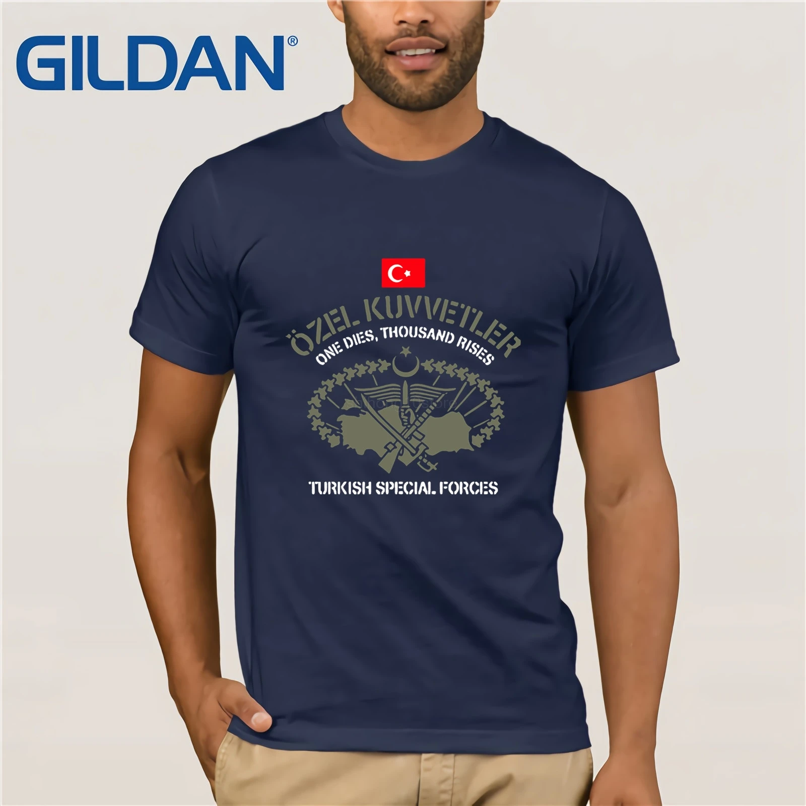 Новая Турецкая футболка спецназа Ozel Kuvvetler camiseta Черная Мужская хлопковая футболка модная футболка с круглым вырезом - Цвет: navy