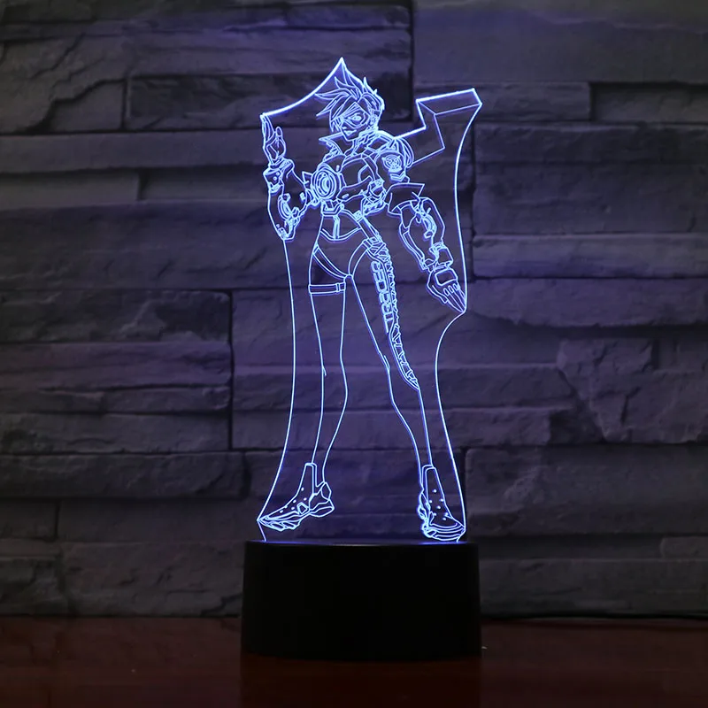 

Overwatch Tracer 3D Lamp Lovely Prize for Game Fans Battery Operated for Indoor Decor 7 Colors with Remote Led Night Light Lamp